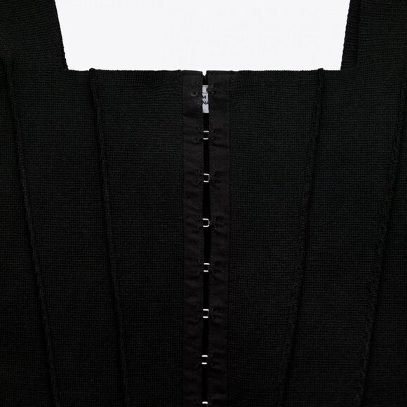 Zara Black Knit Corset Bustier Top Size Small Summer Party Contemporary - Picture 8 of 11
